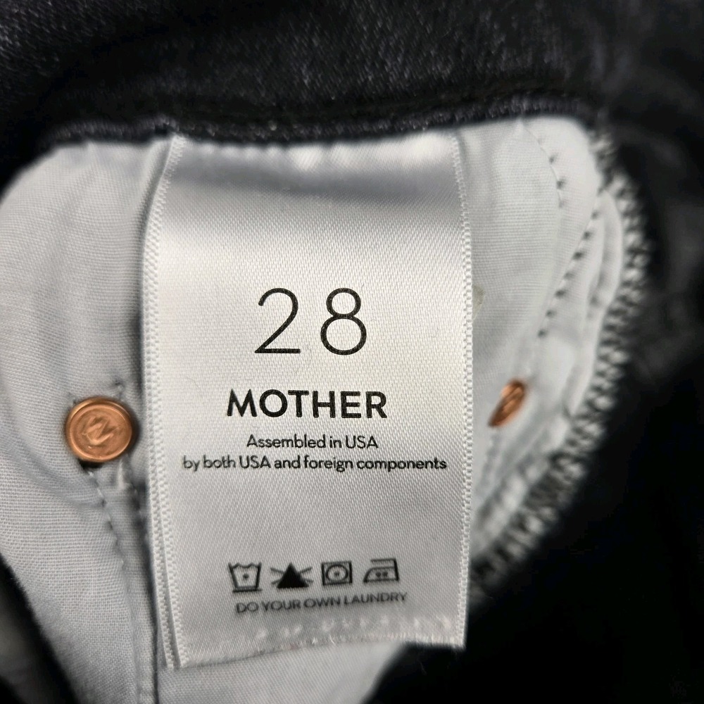 Mother Jeans Womens 28 The Weekender Fray Flare Thunder Road Black Denim Stretch - Picture 4 of 13